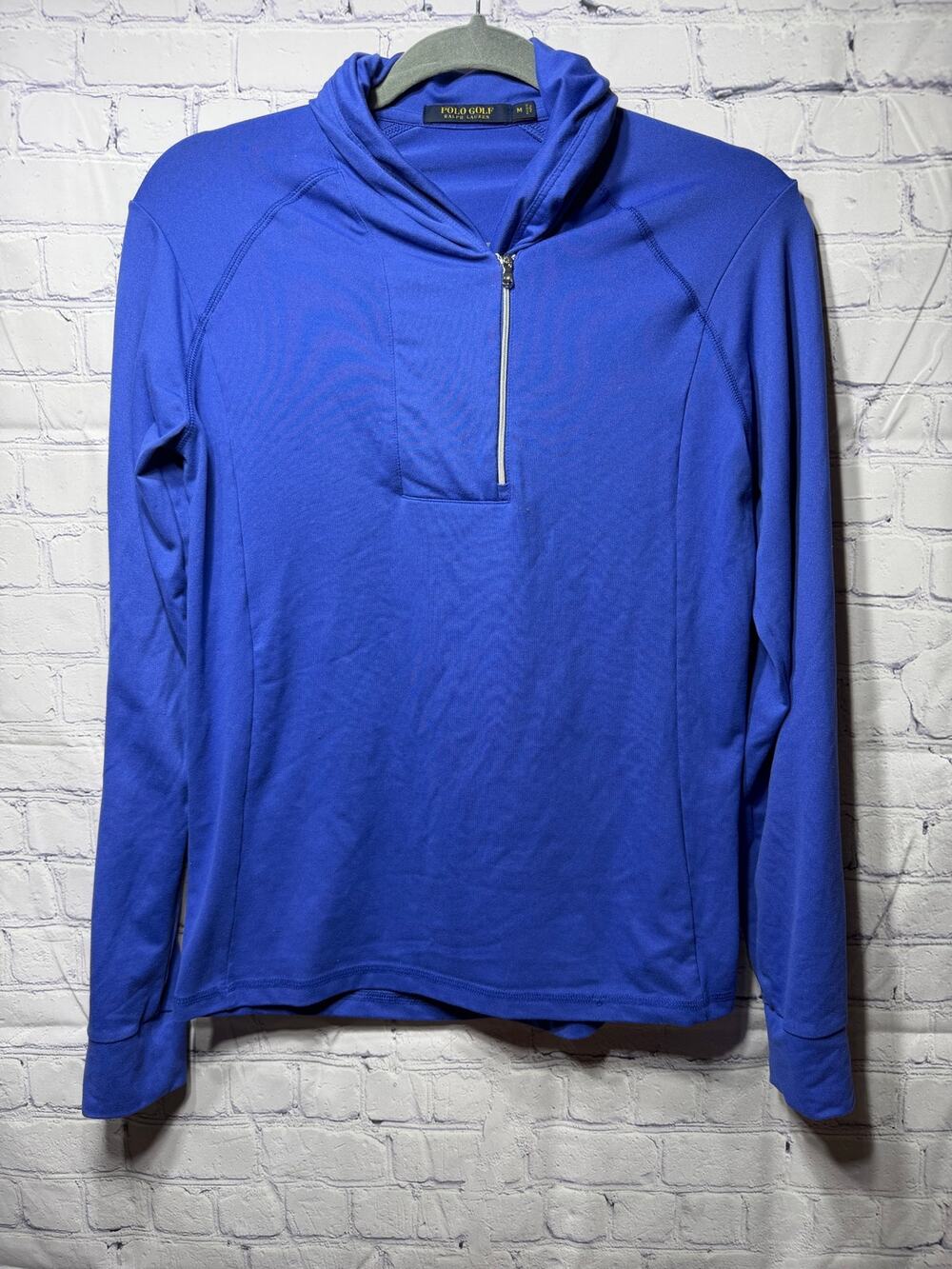Polo Golf Ralph Lauren Womens Long Sleeve 1/4 Zip Pullover Stretch Blue Sz M